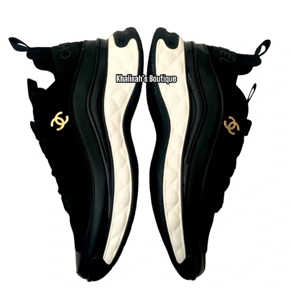 BNIB NWT AUTHENTIC CHANEL SUEDE VELVET Calfskin CC TRAINERS SNEAKERS Size 41 1/2 - Picture 8 of 17